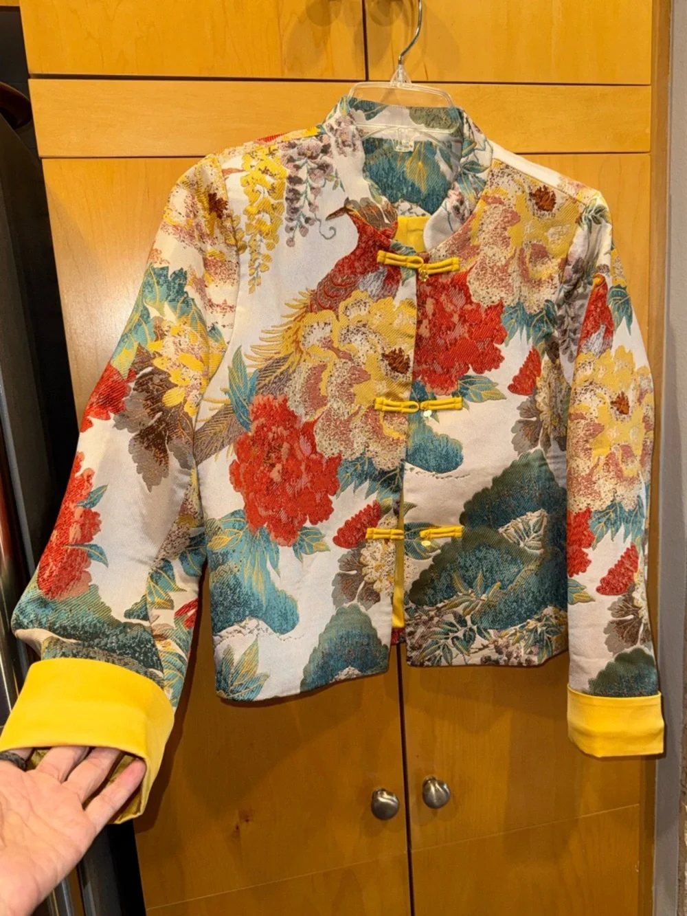 Floral Brocade Mandarin Collar Jacket in Multi-Color - Picture 1 of 10